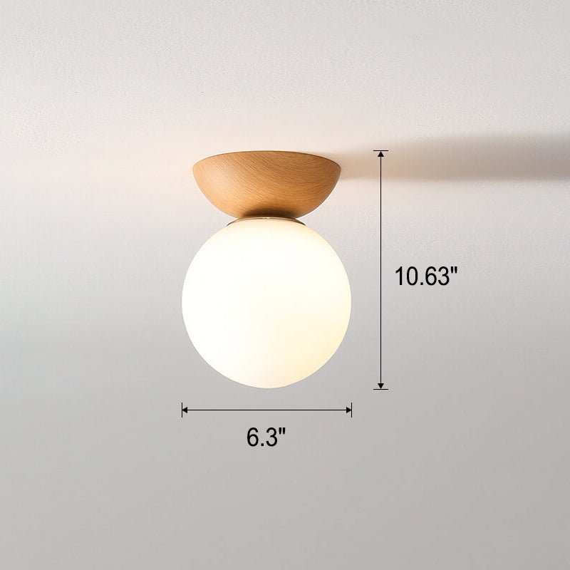 Japanese Wood & Glass Ceiling or Pendant Light