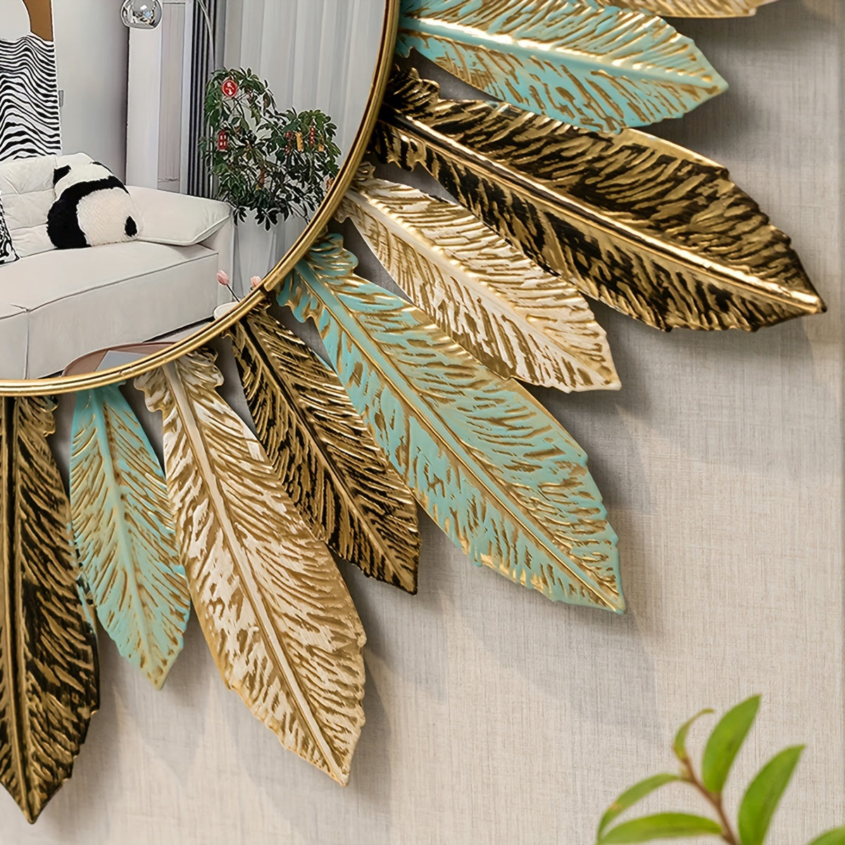 Sunburst Teal and Gold Mirror