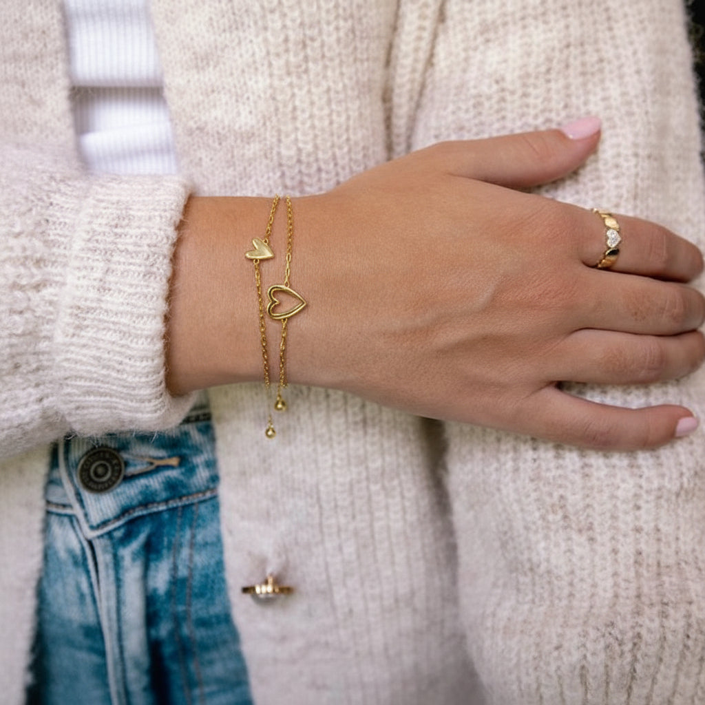 Matching Heart Chain Bracelets