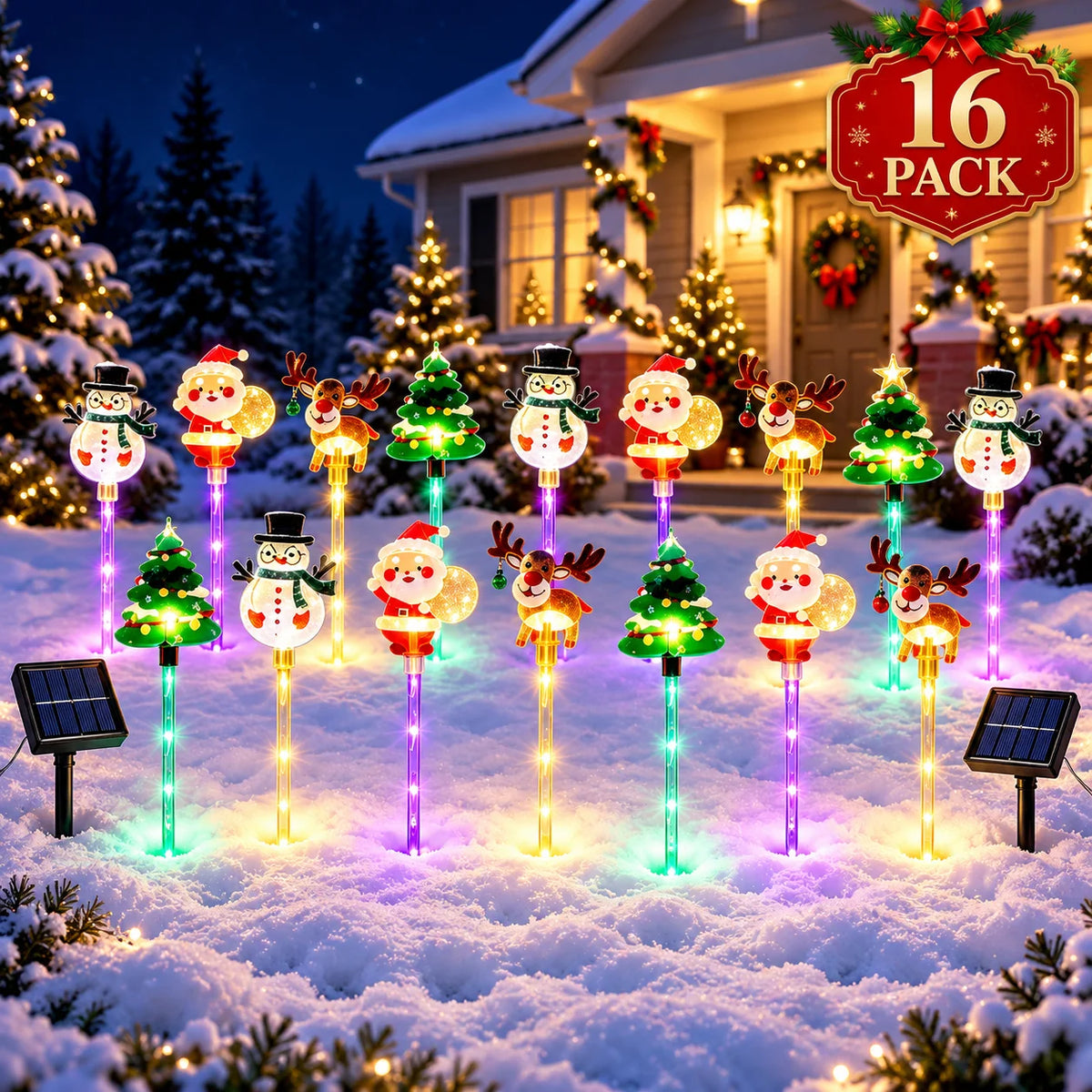 16 pack solar Christmas stake lights