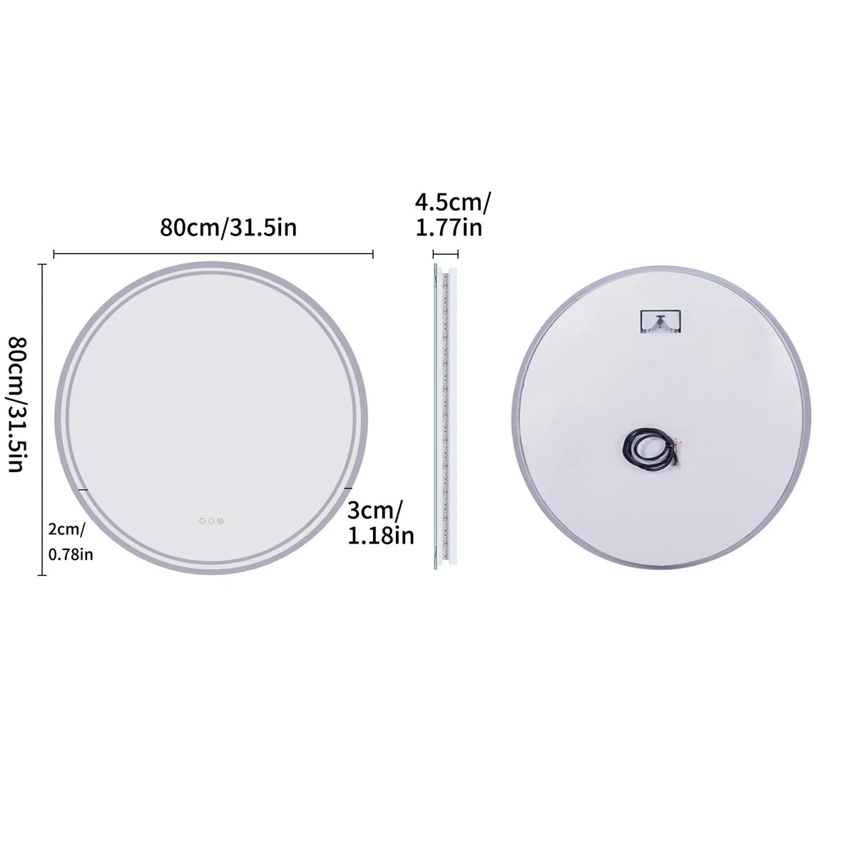 LuvoRound Anti-Fog LED Bathroom Mirror