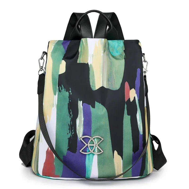 Anti-theft backpack in Abstract Print
