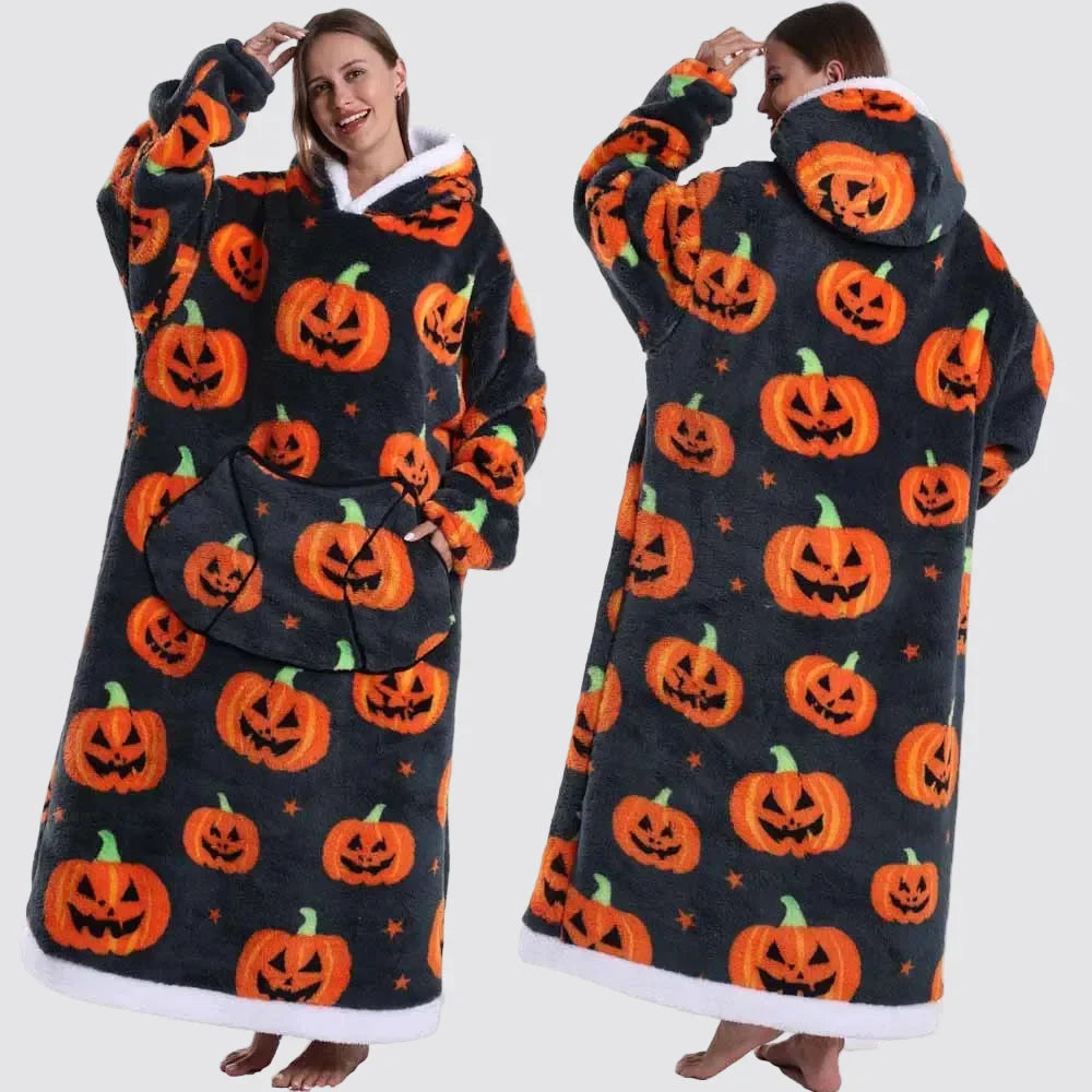 Oversized Wearable Blanket Hoodie, Giant Fleece Hooded Blanket for Adults, 31 Prints, Short and Long, Loungewear