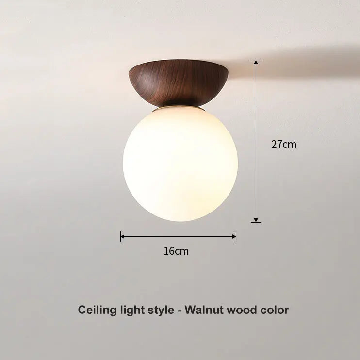 Nordic Glass Ball & Wood Ceiling Light