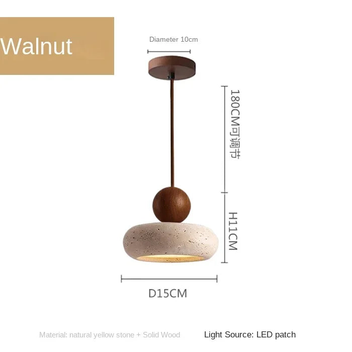 Natural Stone & Wood Minimalist Pendant