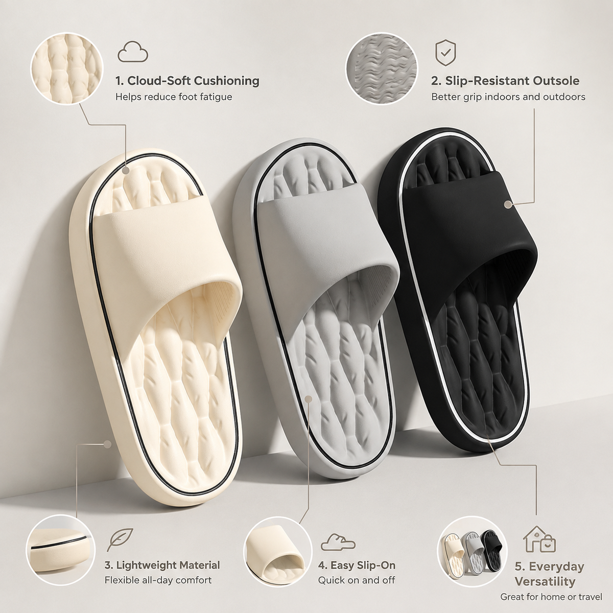 Pillow Slide Cushioned Summer Sandals