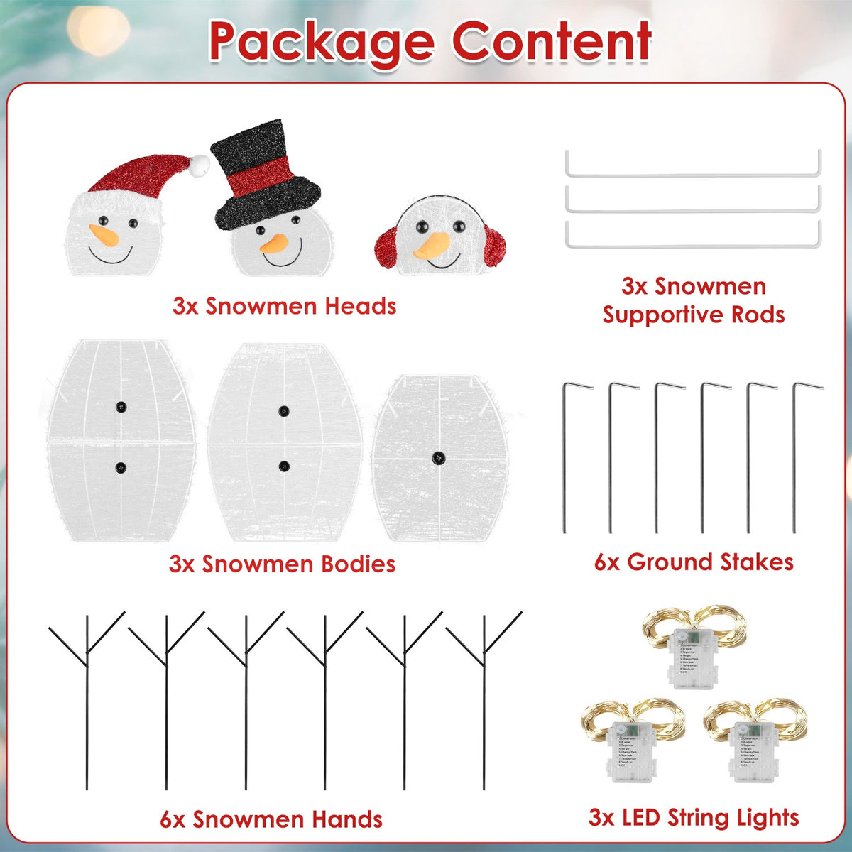 Lighted snowman family Christmas yard decoration, set of three