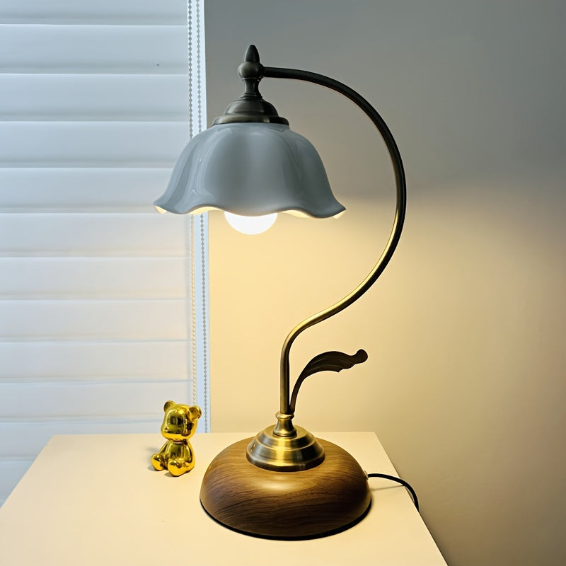 Vintage Brass Goose Neck Table Lamp