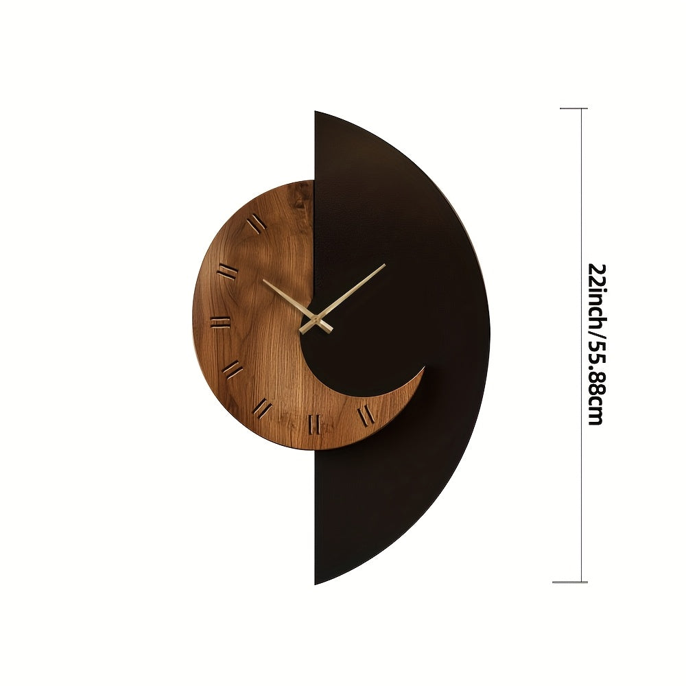 Half-Moon Wooden Silent Wall Clock