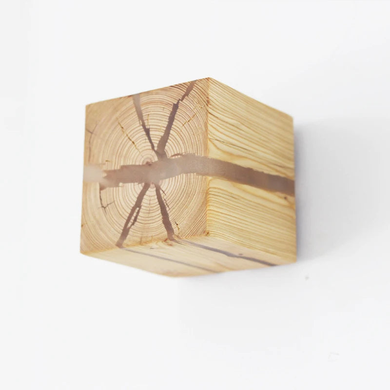 WoodAura Wood & Resin Cube Wall Light