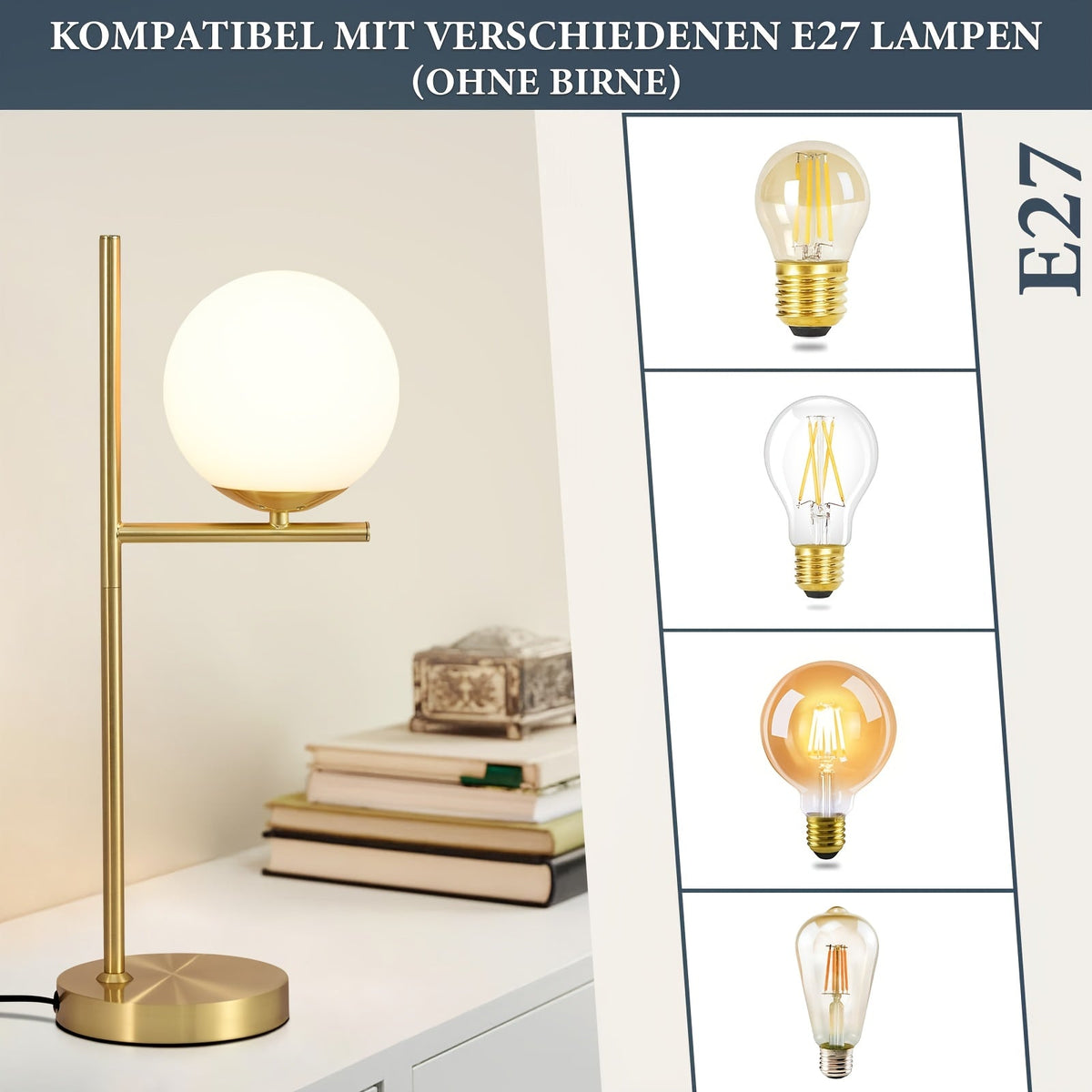 Golden Glass Globe Table Lamp