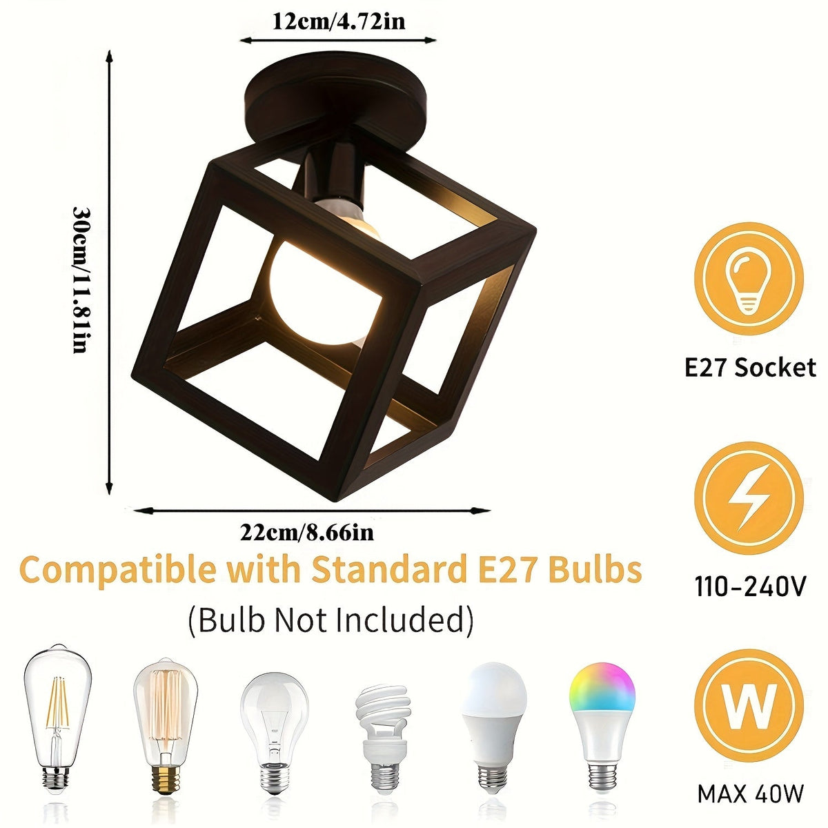 Geometric Cube Semi-Flush Ceiling Light