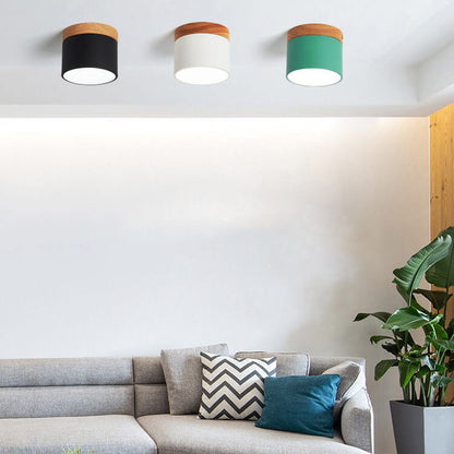 Scandinavian Macaron Wood LED Ceiling Light