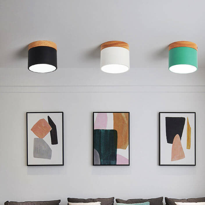 Scandinavian Macaron Wood LED Ceiling Light