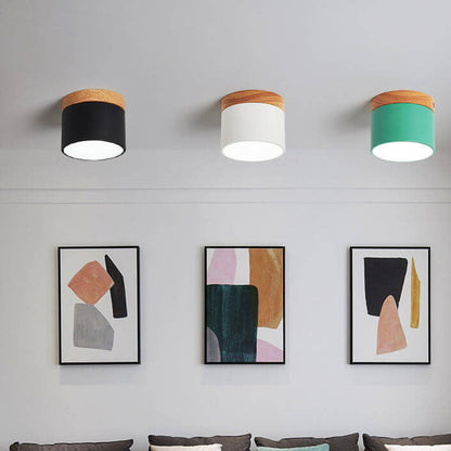 Scandinavian Macaron Wood LED Ceiling Light