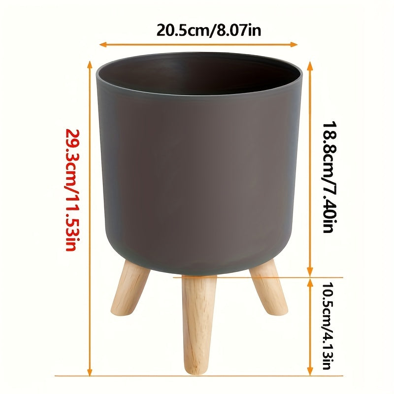 Round Planter with Wooden Legs