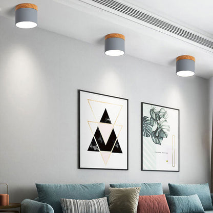 Scandinavian Macaron Wood LED Ceiling Light