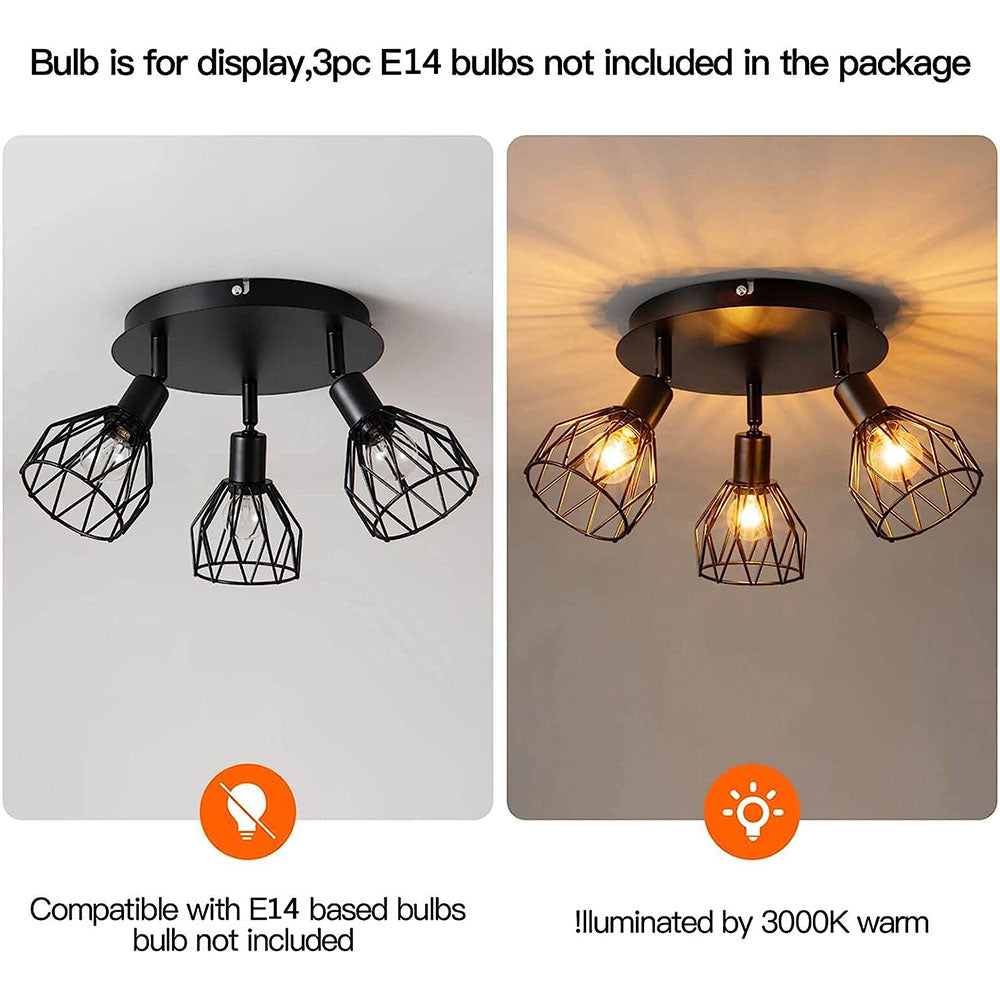 Industrial Adjustable Black Ceiling Spotlight