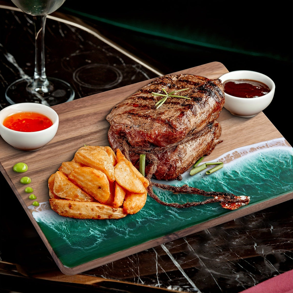 Wave Resin & Acacia Serving Board