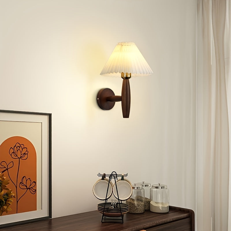 Nordic Wooden Pleated Shade Wall Sconce