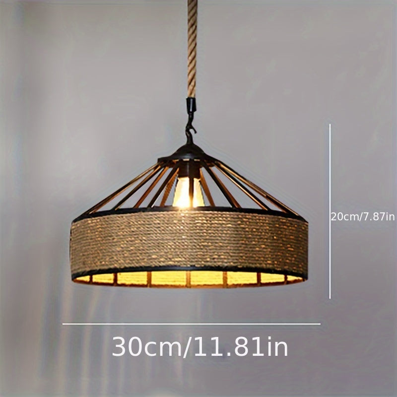 Rustic Hemp Rope Farmhouse Pendant Light