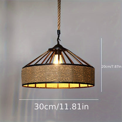 Rustic Hemp Rope Farmhouse Pendant Light
