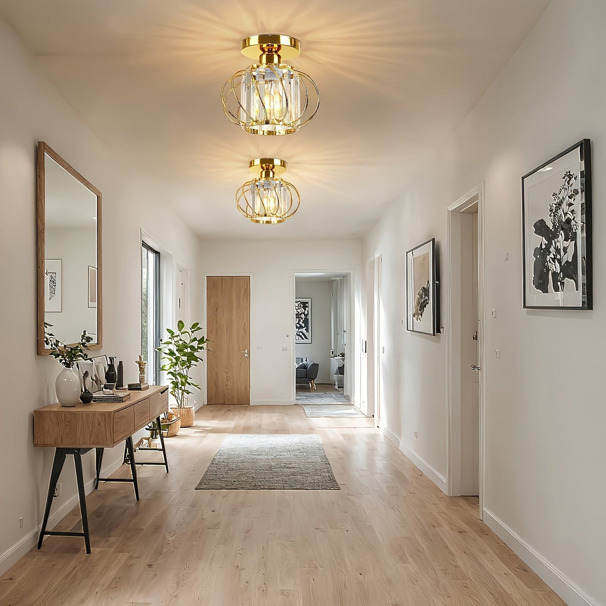 Industrial Cage Semi-Flush Ceiling Light