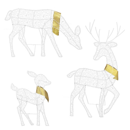 Set of three white lighted reindeer Christmas decorations