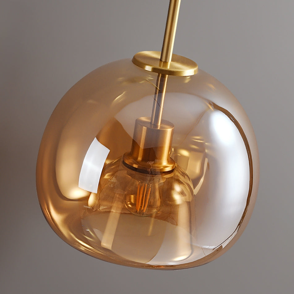 Vintage Amber Bubble Glass Pendant Light