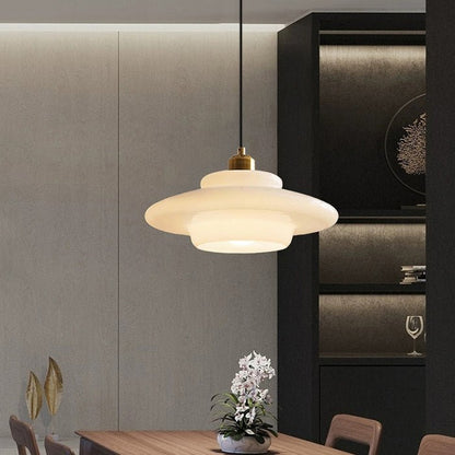 White Glass Mid-Century Pendant