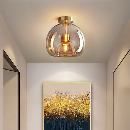 Vintage Amber Bubble Glass Pendant Light