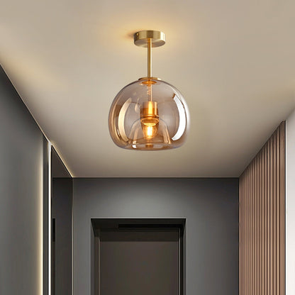 Vintage Amber Bubble Glass Pendant Light