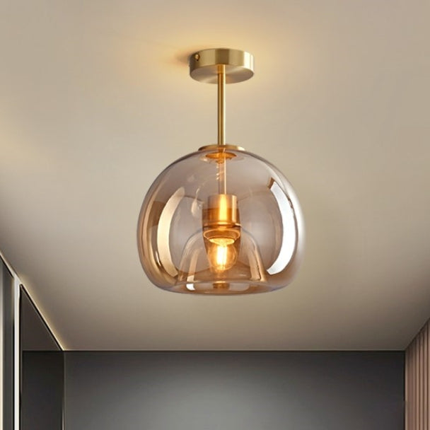 Vintage Amber Bubble Glass Pendant Light