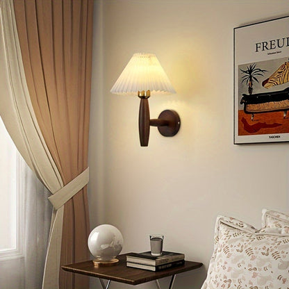 Nordic Wooden Pleated Shade Wall Sconce