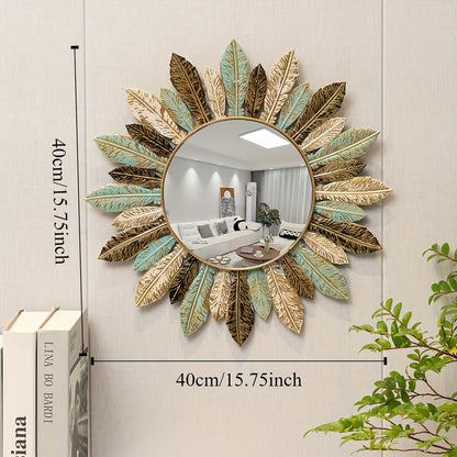 Sunburst Teal and Gold Mirror