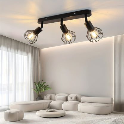 Vintage 3-Light Industrial Ceiling Spotlight