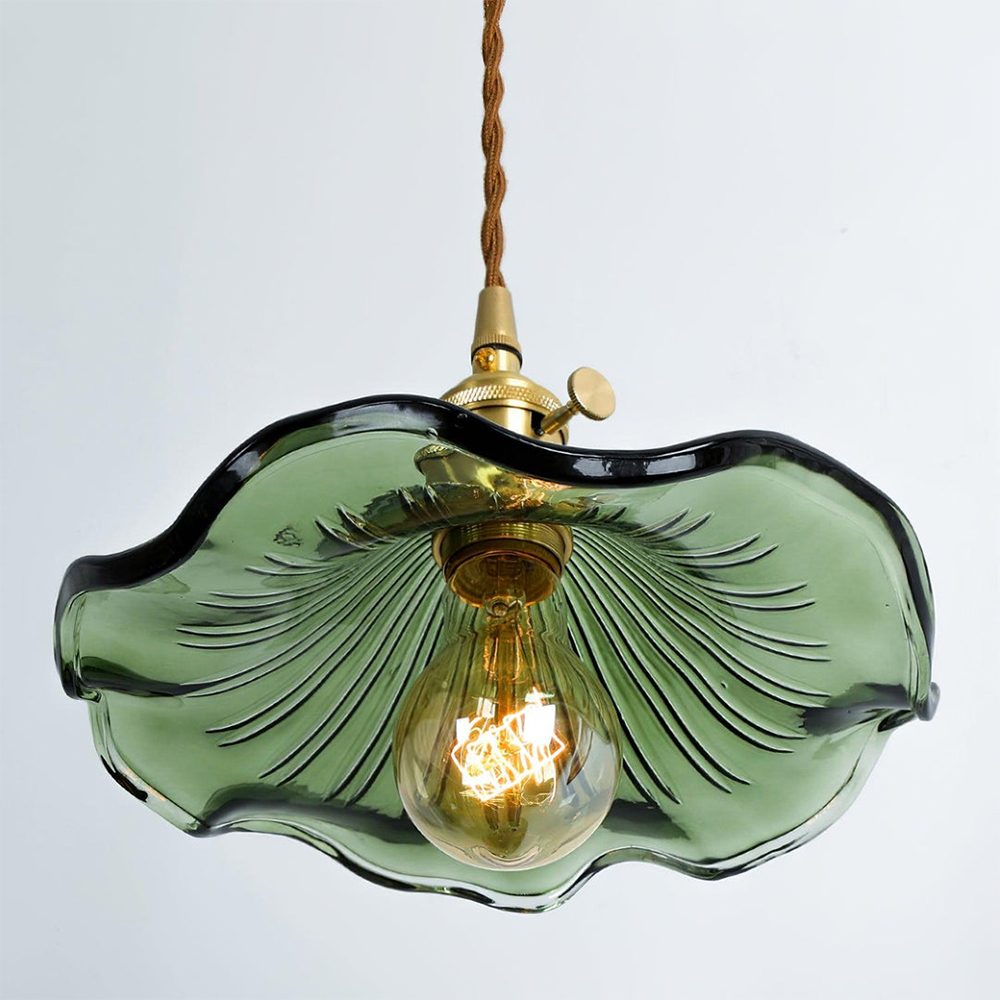 Flower Glass & Brass Mini Pendant Light