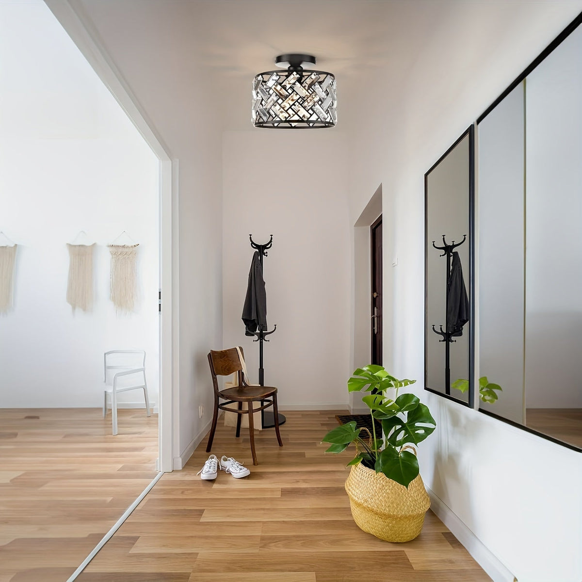 Modern Crystal Semi-Flush Ceiling Light