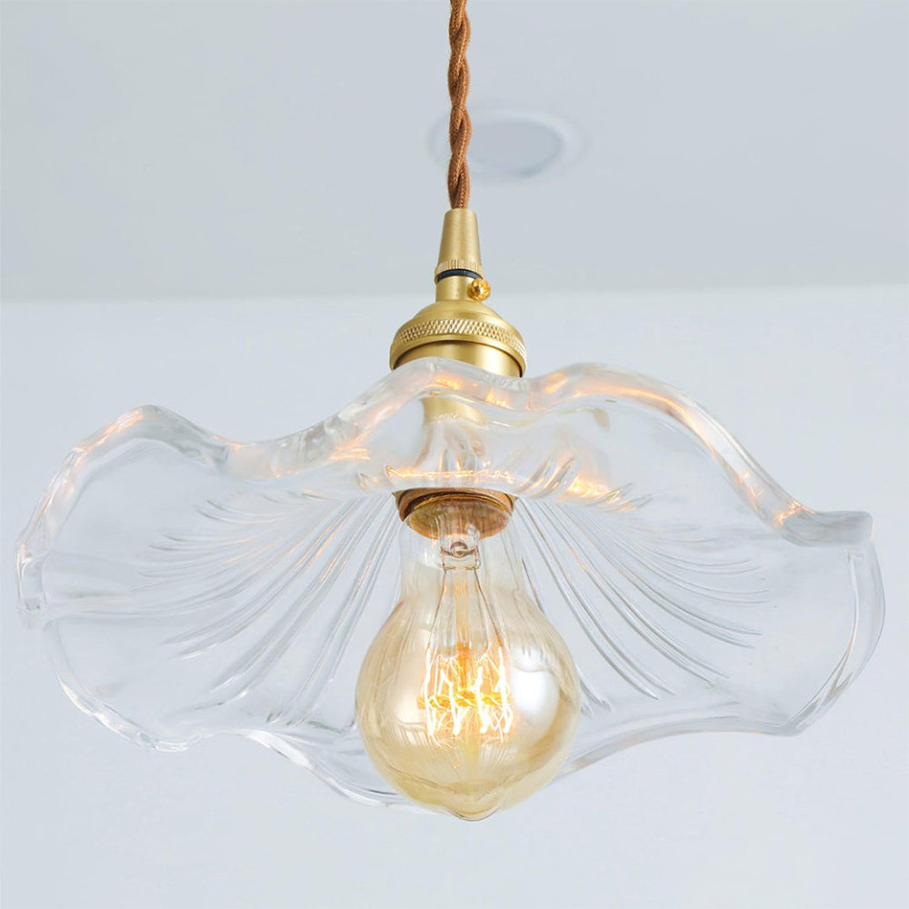 Flower Glass & Brass Mini Pendant Light