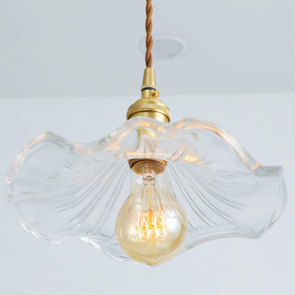Flower Glass & Brass Mini Pendant Light