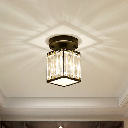 Crystal Semi-Flush Foyer Ceiling Light