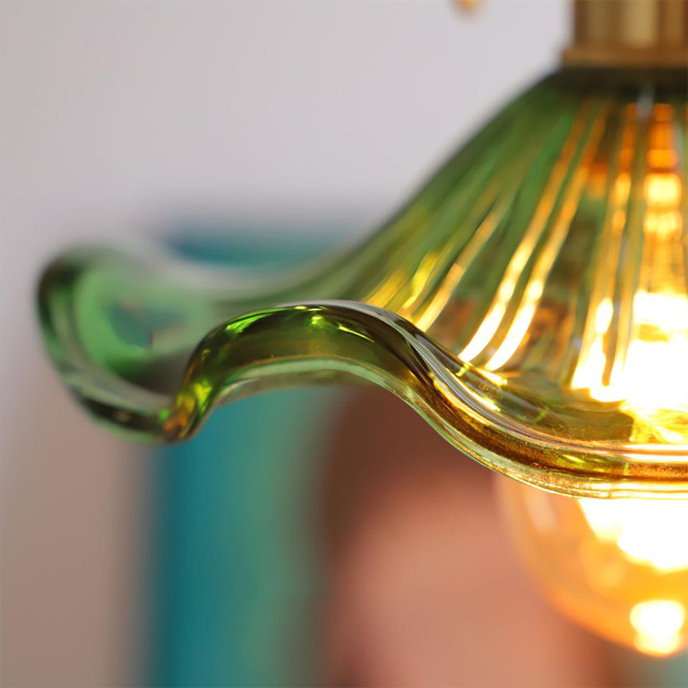 Flower Glass & Brass Mini Pendant Light