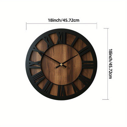 Vintage Roman Numeral Wooden Wall Clock