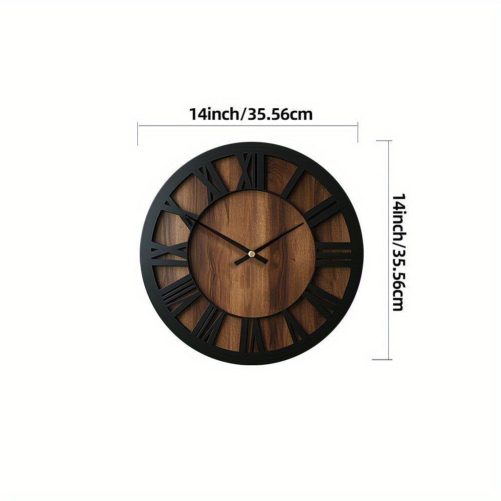 Vintage Roman Numeral Wooden Wall Clock