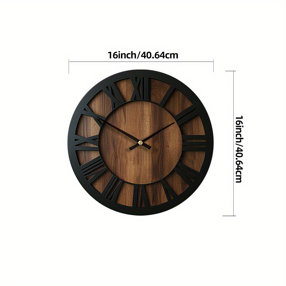 Vintage Roman Numeral Wooden Wall Clock