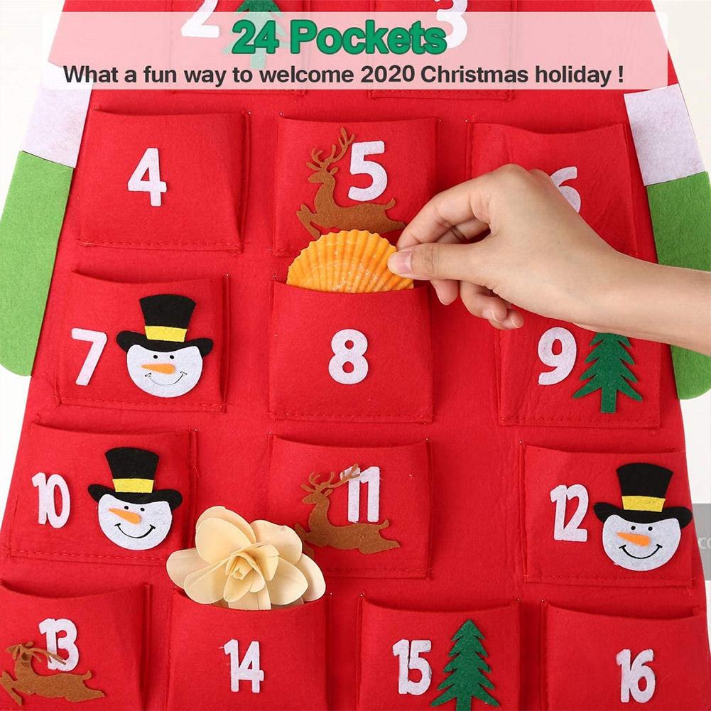 Close up of the numbered felt pockets being filled