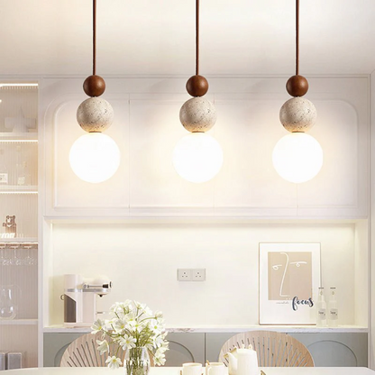 Cleonice Travertine & Glass Pendant Light