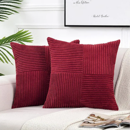 Cozy Crest Striped Corduroy Cushion Covers - Ribbed Throw Pillow Covers for Sofa & Bed, 9 Colors, Autumn Home Decor