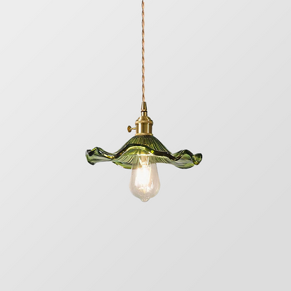Flower Glass & Brass Mini Pendant Light