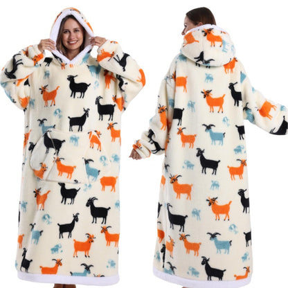 Fleece wearable blanket hoodie, antelope print